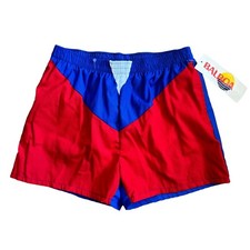 NEW Vintage 80s Balboa Shortie Swim Trunks Shorts Blue Red Size L 36/38