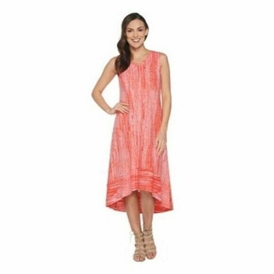 H by Halston Dress Printed Sleeveless Hi-Low Midi Dress Red Size Small
