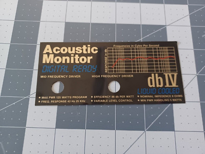 Acoustic Monitor DB IV Speaker Badge Label | eBay