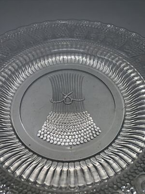 ''GIVE US THIS DAY OUR DAILY BREAD'' Plate Hobnail 10'' Clear Wheat Stack Center 