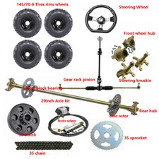 29" Complete Go Kart Rear Axle Kit Wheels 35 Clutch Front Steering ATV Quad