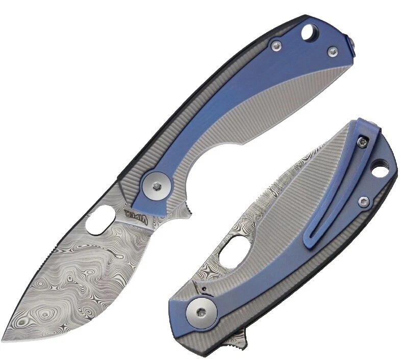 Collectible Modern Folding Knives Damascus Steel Blade Frame