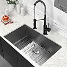 MENSARJOR 32" x 19" Undermount Single Bowl Stainless Steel Kitchen Sink 435WB