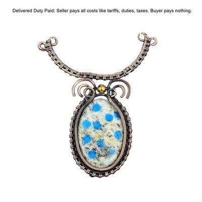 Copper Natural K2 Jasper No Stone Sister Chain Wire Wrapped Handcrafted Necklace