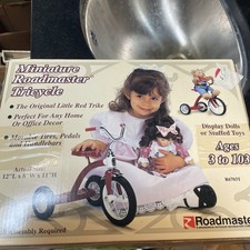 New Open Box Vintage Miniature 12" Roadmaster Childs Toy Tricycle Display Doll