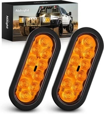 GOOACC 6Inch Oval Trailer Tail Light 2PCS 10LED Amber Turn Signals Lights w/Surf