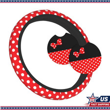 Red Polka Dot Steering Wheel Cover Universal 14-15 Inch 2 Pack Car Coaster Red Polka Dot Steering Wheel Cover Universal 14-15 Inch 2 Pack Car Coaster