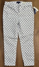 NEW Talbots Simply Flattering Collection Navy  White Paisley Jegging Crop Sz 8