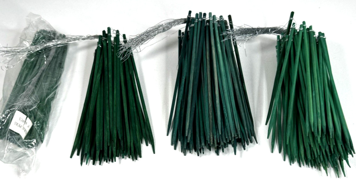 New Professional Floral Stem Supports 4 Bunches 2S 2L Wired Green Wood Picks 6"