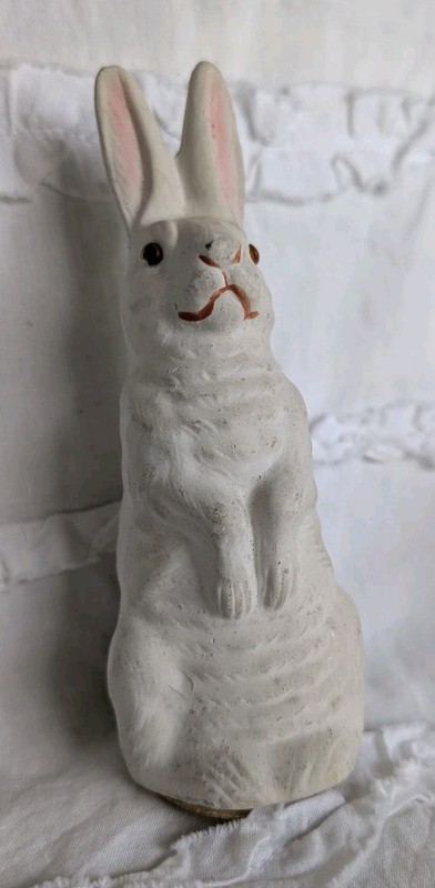  German Paper Mache Bunny Candy Container Standing  With Original Base    #309