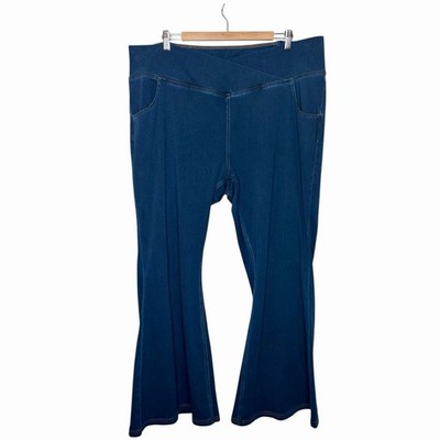 Halara Crossover Flare Leg Jeans Womens Size 3X Petite Pull On Stretch Flared