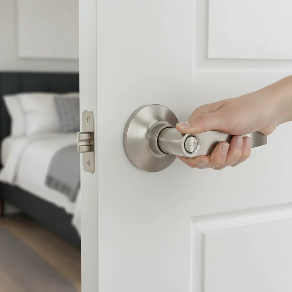 Упаковка из 6 матовых никелевых дверных ручек дверные рычаги конфиденциальности, сверхпрочные для ванной/спальни - Изображение 4 из 4