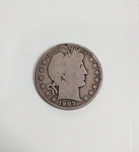 1907 Barber Half Dollar O Silver Circulated  90% silver.