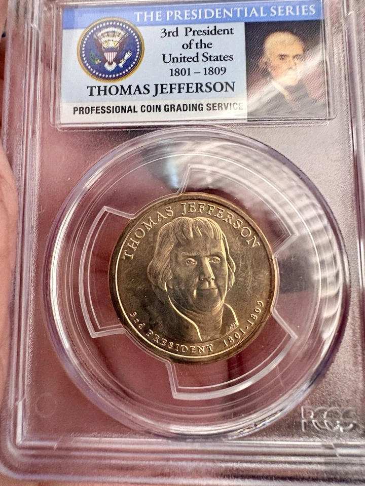2007 MISSING EDGE LETTERING -  $1  Jefferson PCGS MS67 - Image 2 of 2