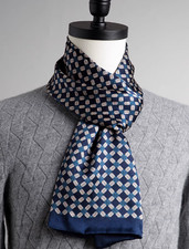 100 Silk mulberry men women Scarf neckerchief Wrap plaid blue navy soft MY116-9
