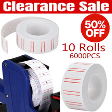 For MX 5500 10 Rolls 6000pcs Price Labels Gun Paper Tag Sticker White Red Line 
