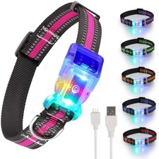 Buckle Glow Dog Collar Light,Adjustable Flashing LED Dog Collar Rechargeable ...