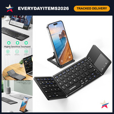 Foldable Bluetooth Keyboard with Touchpad, Ultra Slim Compact Design, Black