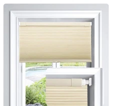 LazBlinds Cordless Cellular Shades, No Tools Drill Light Filtering 28”W x 64”H