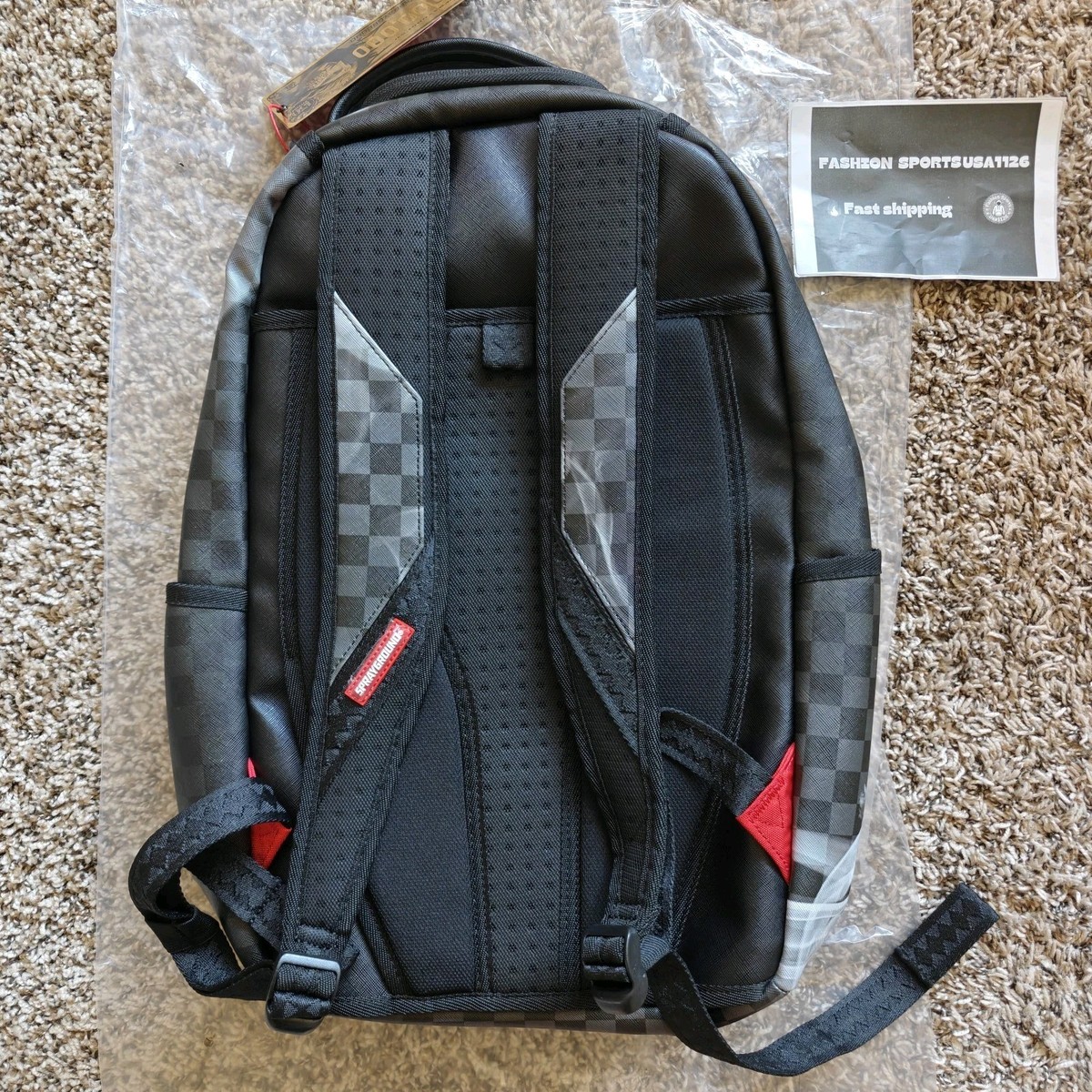 ?Sprayground Daydream Smoke Check Backpack New Black Bookbag 