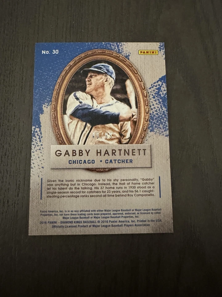 2016 Panini Diamond Kings Red Framed #30 GABBY HARTNETT Chicago Cubs Card HOF - Image 2 of 2