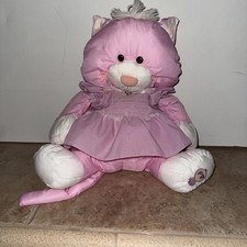 HTF Vtg Pink Fisher Price Puffalump Cat 8002 Smocked Dress 1986 Parachute Nylon