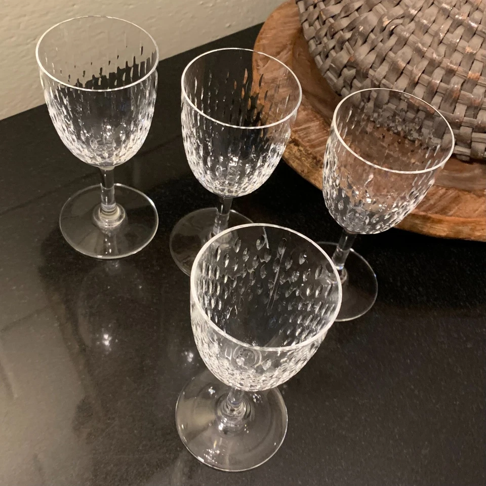 4 Baccarat Crystal Paris Pattern 5 3/4" Claret Wine Glasses France Excellent - Image 3 of 4