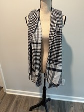 J Crew Marlee Reversible Check Print Oversized Scarf Black White NWT