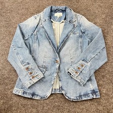 DEAR JOHN Minah Denim Blazer Womens Size L Bl...