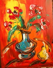 FLOWERS by Mark Kazav  Abstract Modern CANVAS Original Oil Painting NR34T4F