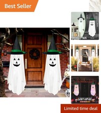 Cute 2 Pack White Ghost Hanging Decorations - Ideal for Halloween Parties