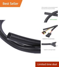 10ft Black 1/2 Inch Split Wire Loom Tubing Protective Cable Sleeve