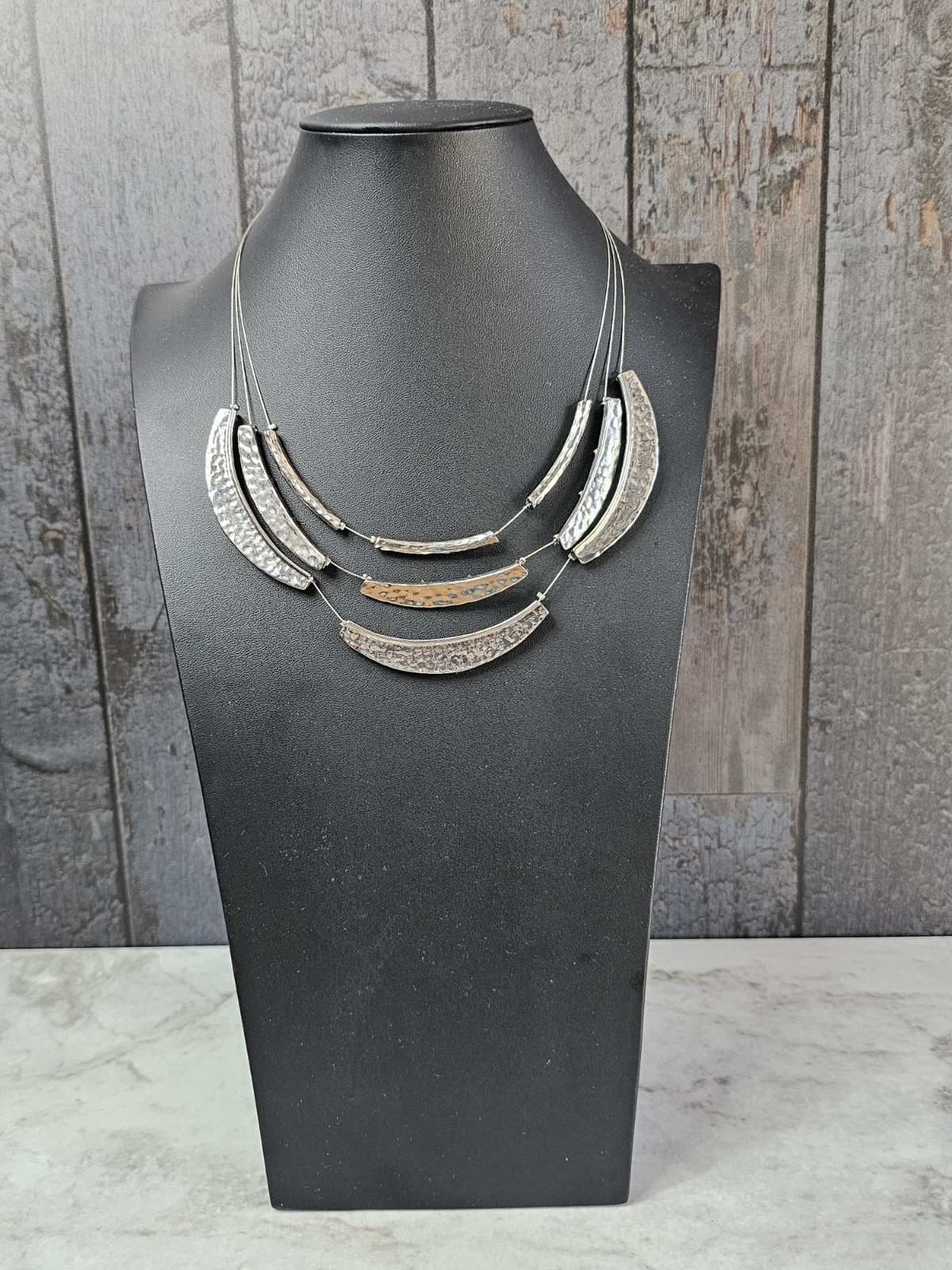 Chico's  Multi-Strand Statement Hammered Silver  … - image 1