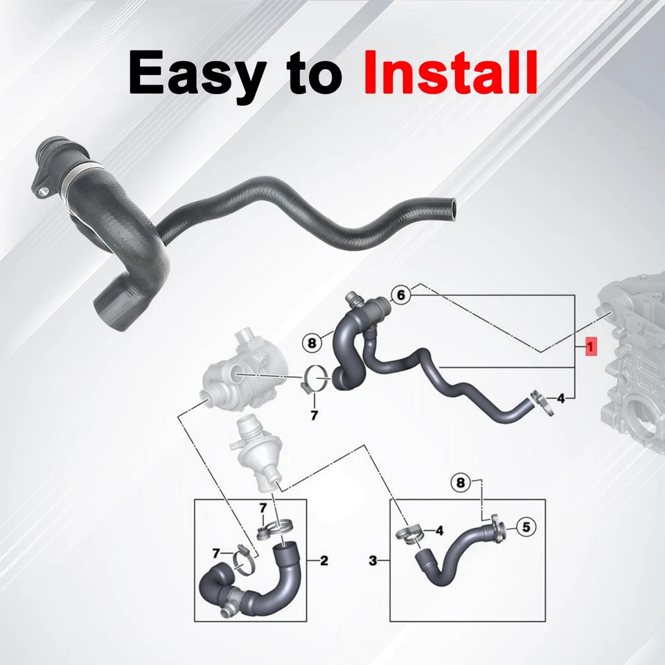 Шланг радиатора охлаждающей жидкости для BMW X1 X3 X5 528i XDrive 328i XDrive 328i 528i 3,0 л США - Изображение 4 из 4