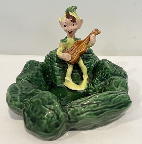Vintage Keramik Pixie Elfe spielen Gitarre Aschenbecher Schmuckschale Keramik - Bild 1 von 14