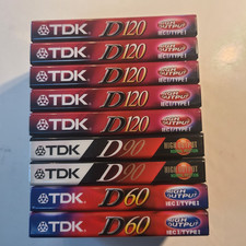 TDK ---D120 / D90 / D 60 -- CASSETTE TAPES -- LOT OF 9 --- SEALED NEW