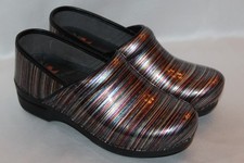 DANSKO XP Striped Multicolor Patent Slip On Comfort Clogs Shoes EU 41 US 10.5-11