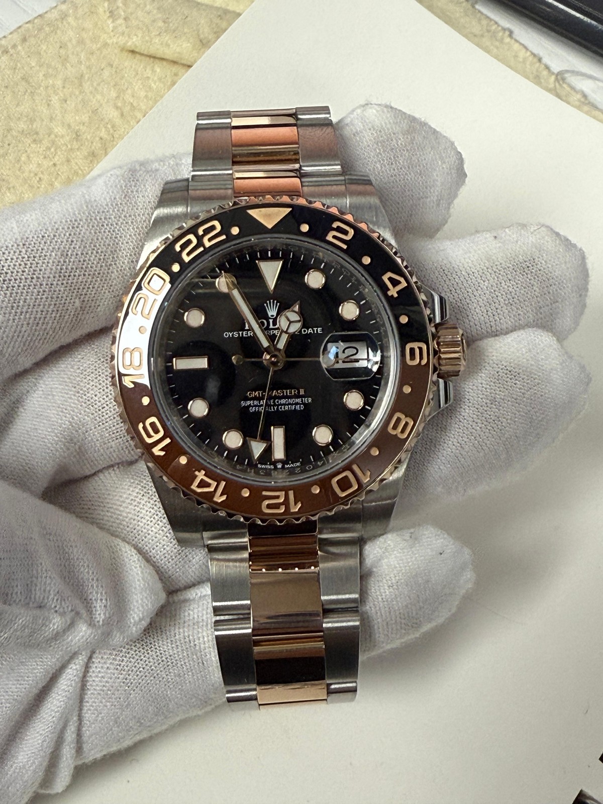 Rolex Oyster GMT Master II 126711CHNR 2019 Complete 18k Rose Two Tone Men 40mm