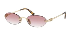 Miu Miu Logo MU A54S ZVN70O Round Sunglasses in Gold / Pink Gradient Lens