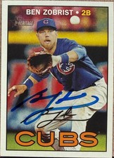 Ben Zobrist Autographed 2016 Topps Heritage #668 SP, VAR: Action Image