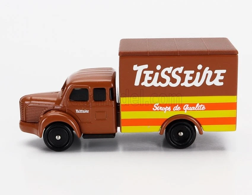 MODELLINO CAMION STATICO BERLIET GLR BOX VAN TRUCK TEISSEIRE 1950 MARRONE 1/50 - Immagine 3 di 3