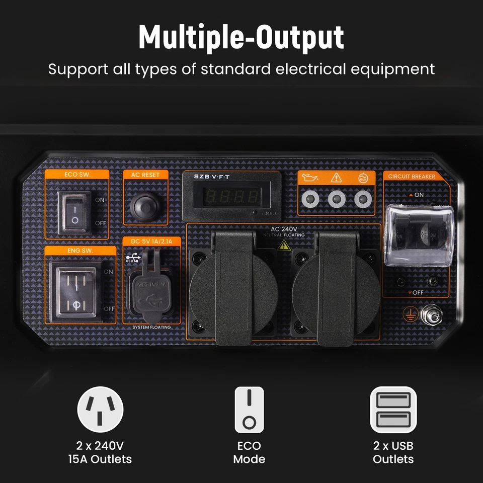 Inverter Generator 3.8KW Max 3.5KW Rated Portable Open Frame Pure Sine Camping - Image 3 of 4