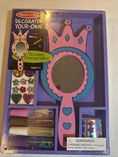 Melissa and Doug Decorate Your Own Wooden Princess Mirror DIY Kit Factory Sealed