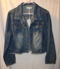 NWT- MISS MOLY XL Women's Cropped Denim Jackets Ripped Distressed Long Sleeve Ca