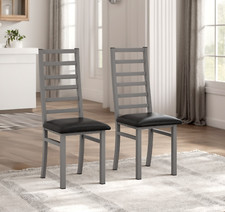 Metal Kitchen Dining Chairs Set of 2 Side Chair Dinner Restsurant Cafe Leather