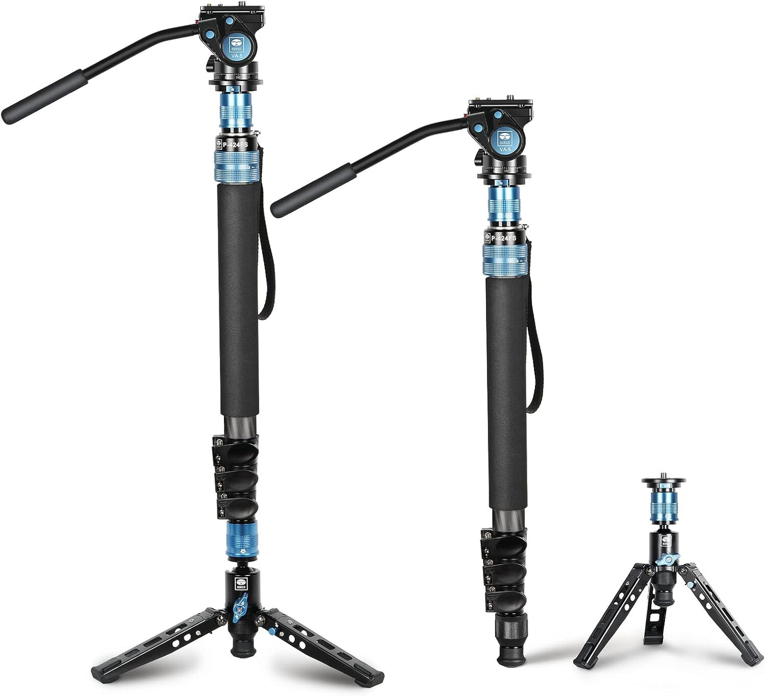 SIRUI P-424FS Carbon Fiber Camera Monopod Kit, 66.3"" with VA-5 Fluid Head