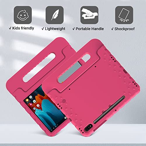 S7 Tablet Kids Case, Samsung Galaxy Tab S8 and Tab Tab S7/S8 11 inch Hot Pink - Picture 7 of 8
