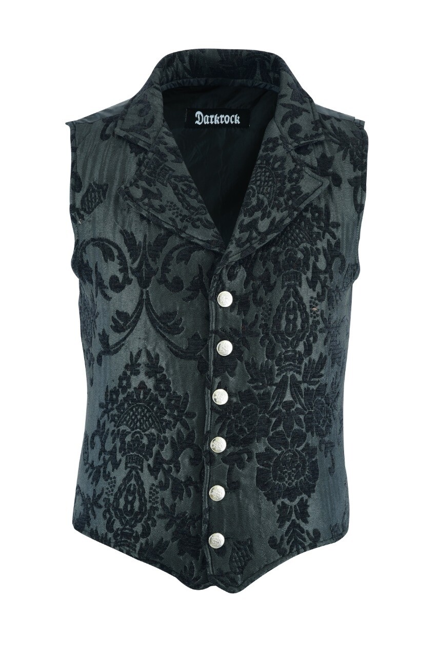 Men's Victorian Gentleman's Aristocrat Vest Tapestry Stylish Casual Vest Black