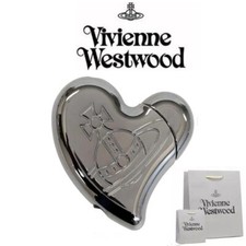 Vivienne Westwood Heart Shape Electronic Gas Lighter Orb Logo Clear Gunmetal New