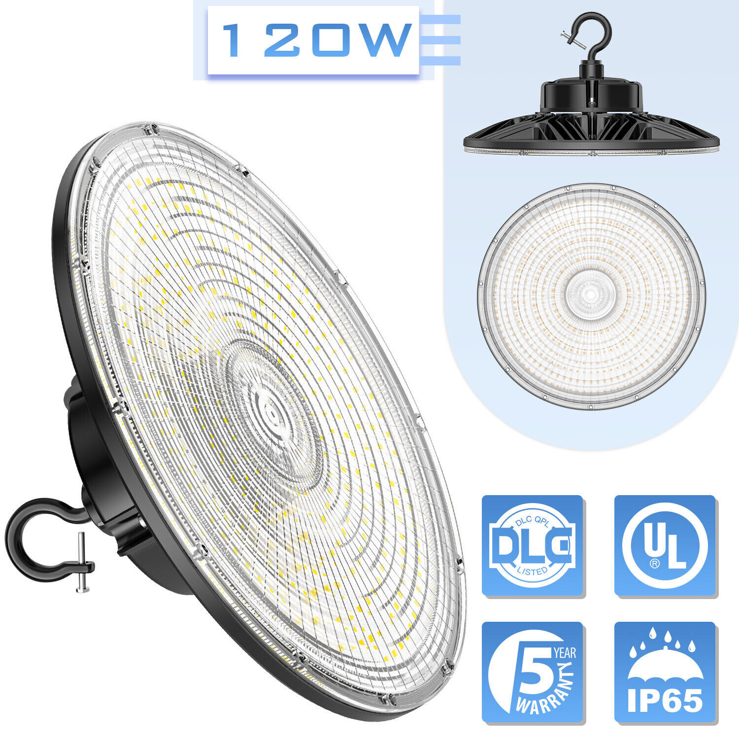 UFO LED High Bay Lights 120W for Barn Warehouse Garage Workshop 0-10V Dimmable